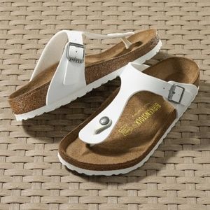 Birkenstock Gizeh Birko-Flor White Flip Flops Vegan EUC- worn once!!